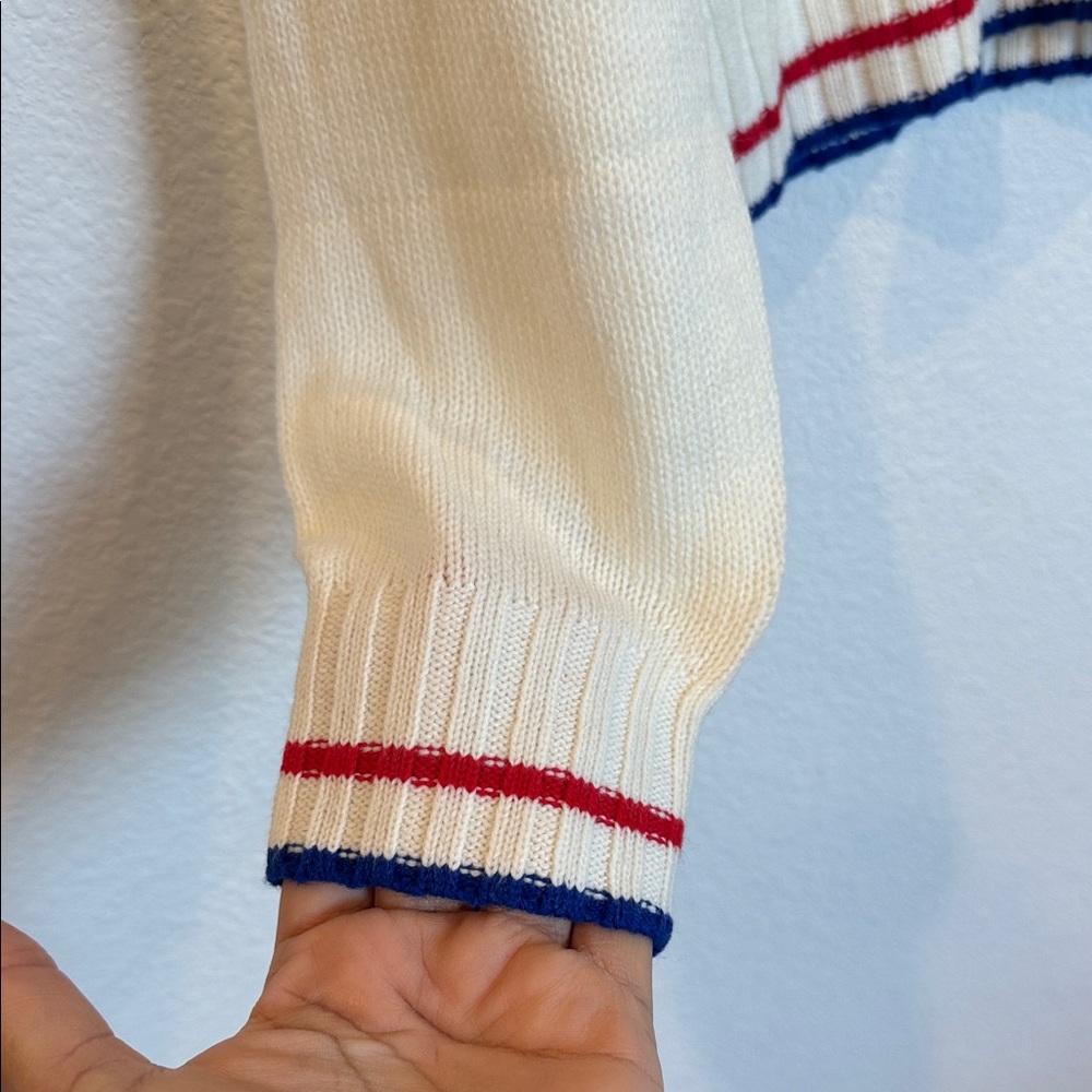 H&M Cream V-Neck Sweater with Red and Blue Trim - Picture 5 of 12